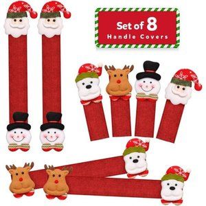 Christmas Refrigerator Handle Covers Set of 8, Snowman Kitchen Appliance Covers
